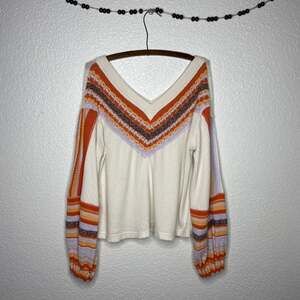 Free People Crochet Thermal Leopard Detail Sweater